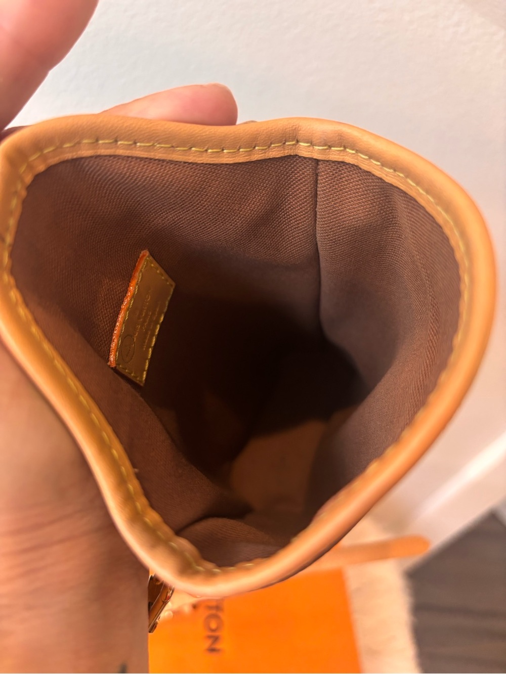 Louis Vuitton Monogram Mini Bucket Crossbody in Brown and Tan Vachetta - Picture 7 of 7